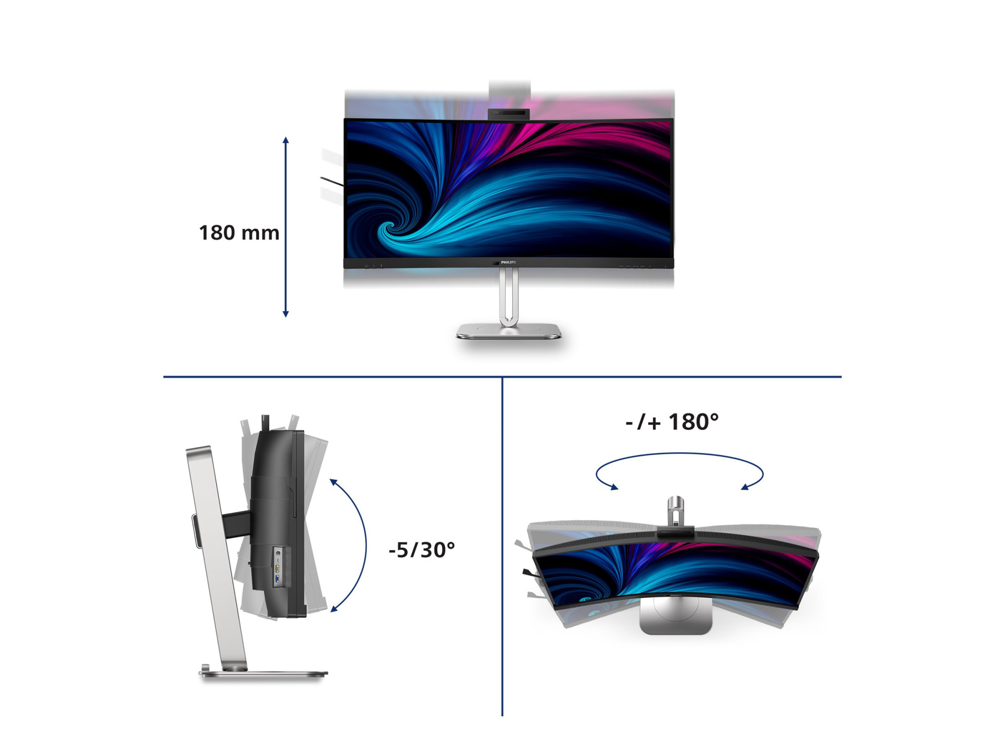 Philips | 34B2U6603CH/00 | 34 " | VA | 21:9 | 100 Hz | 4 ms | 3440 x 1440 pixels | 450 cd/m² | HDMI ports quantity 2 - Image 20