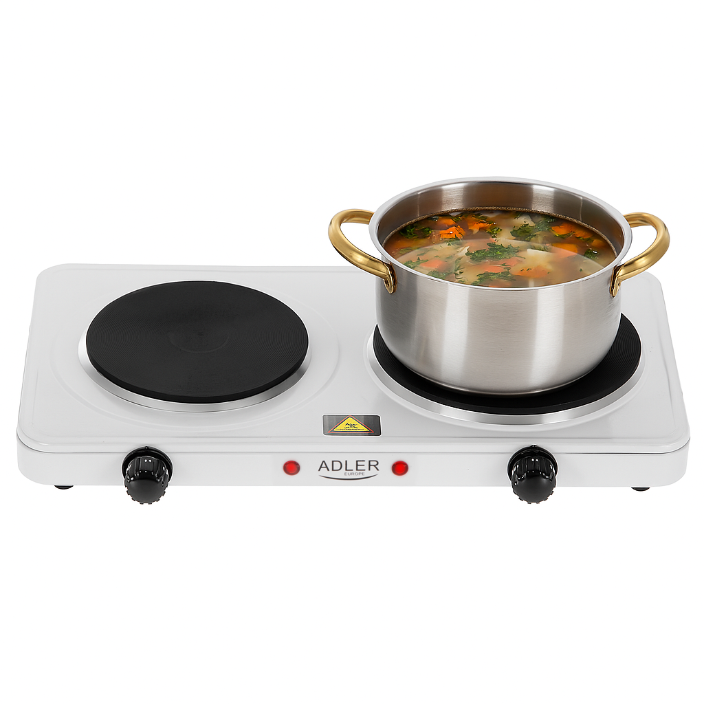 Adler Hot Plate | AD 6520 | Number of burners/cooking zones 2 | White | Electric - Image 2