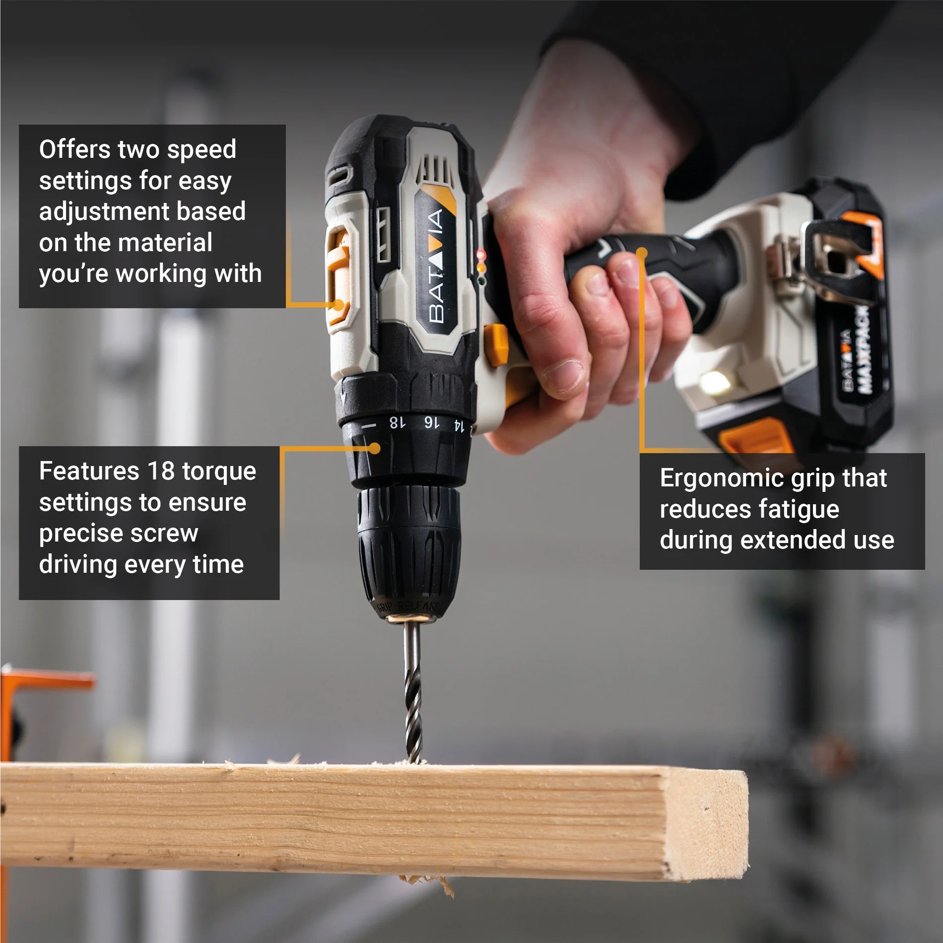 Batavia B.V. 18V Drill Driver - Without Battery and Charger in BMC - Image 5