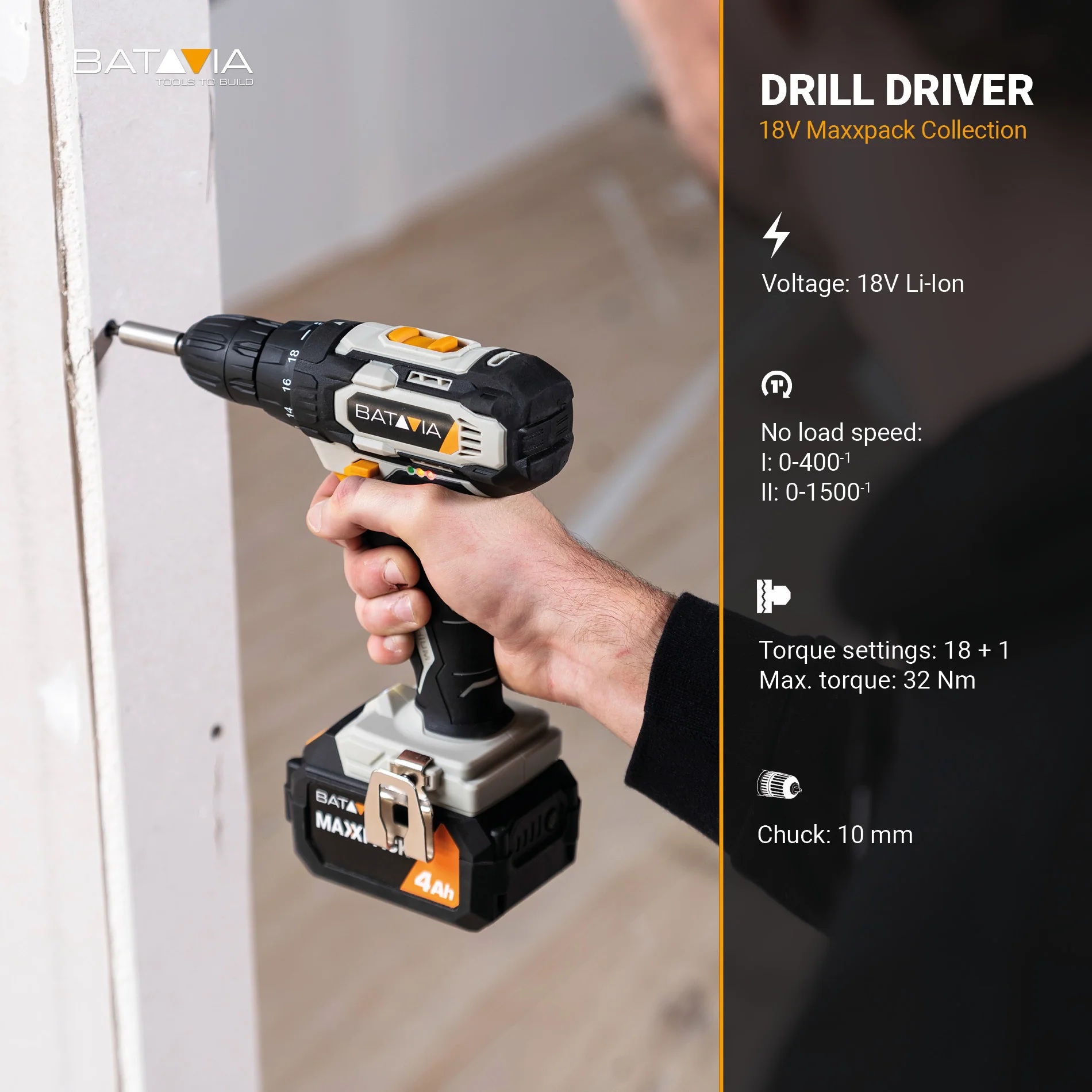 Batavia B.V. 18V Drill Driver - Without Battery and Charger in BMC - Image 9