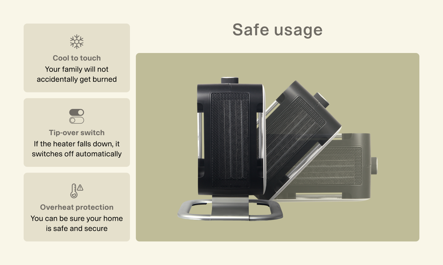 Mill | Compact PTC Fan Heater | CUS1800MECW | PTC Fan | 1800 W | Number of power levels 3 | Suitable for rooms up to 10-30 m² | White - Image 2