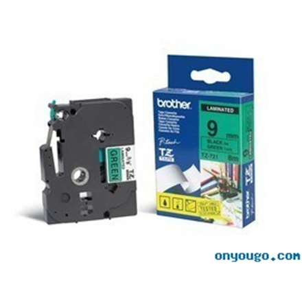 Brother TZ-E721, 9mm black on green tape | Brother