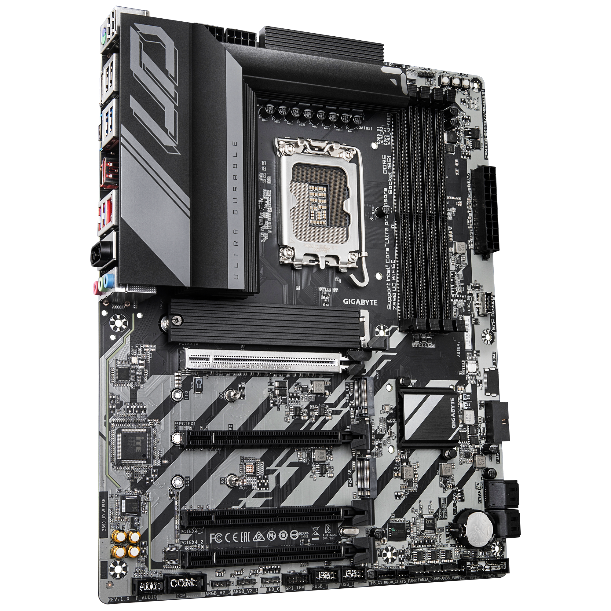 Gigabyte Z890 UD WIFI6E | Processor family Intel | Processor socket LGA1851 | DDR5 | Supported hard disk drive interfaces M.2, SATA | Number of SATA connectors 4 - Image 3