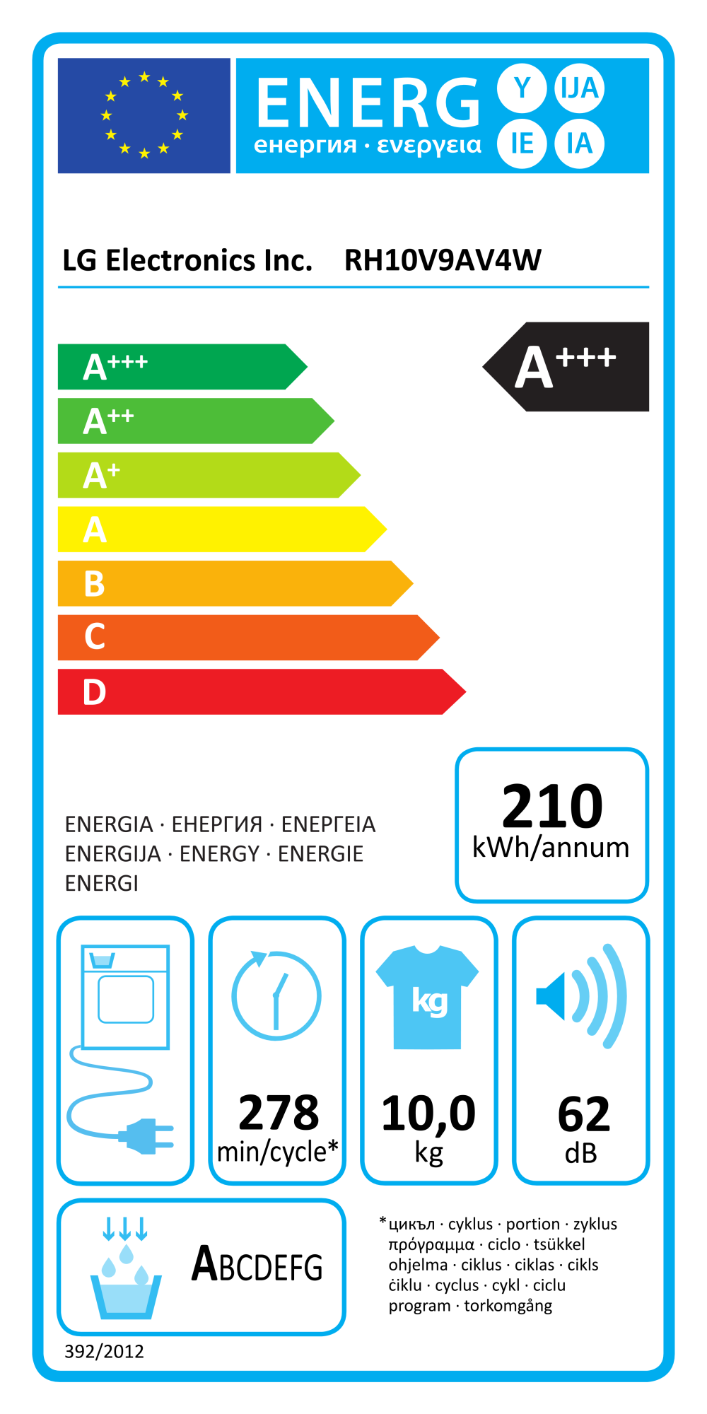 LG RH10V9AV4W Dryer Machine, C, Front loading, 10 kg, LED, Depth 66 cm, Wi-Fi, White | LG - Image 15