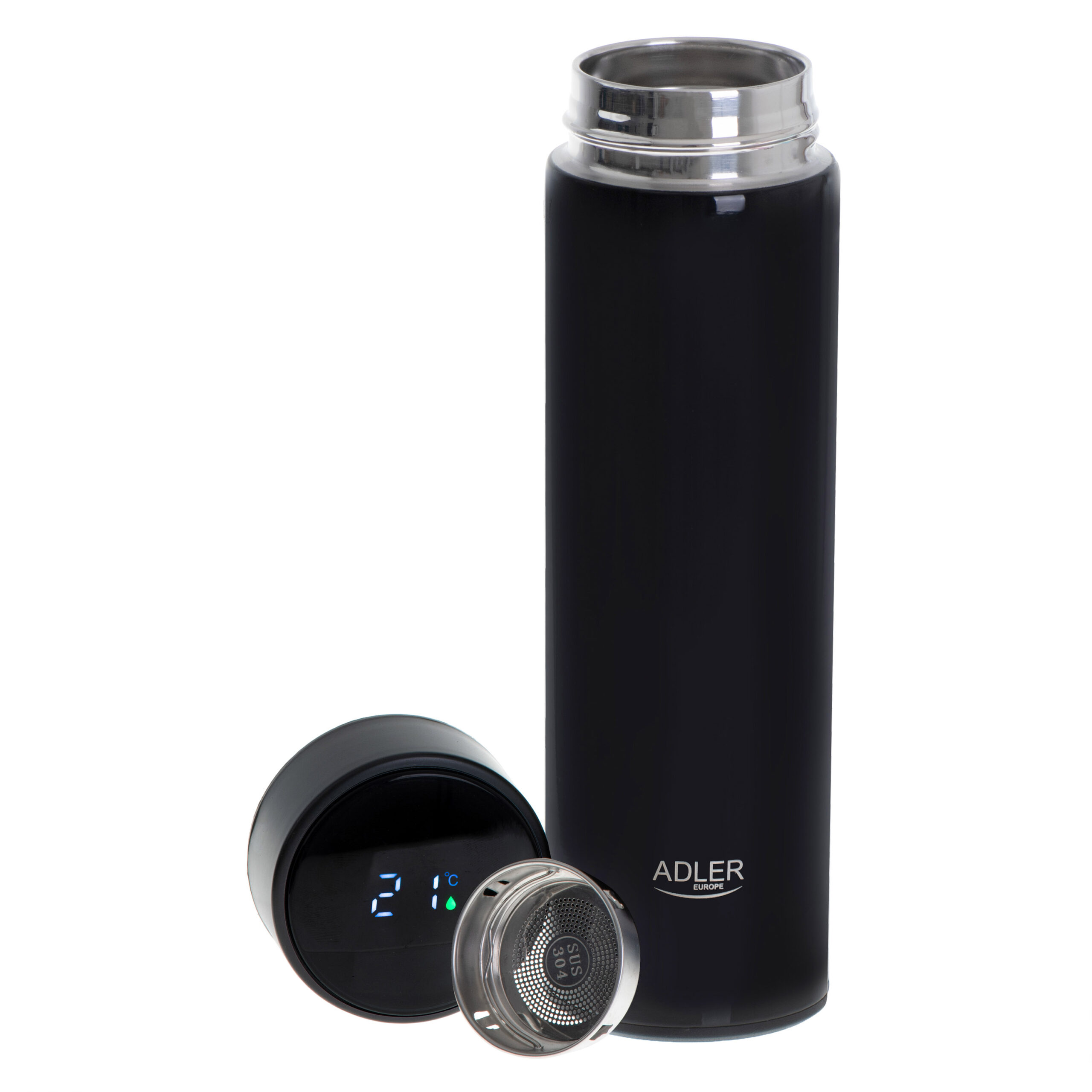 Adler | Thermal Flask | AD 4506bk | Material Stainless steel/Silicone | Black - Image 3
