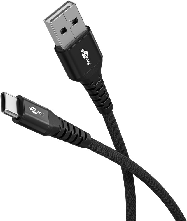 Goobay USB-C to USB-A Supersoft Textile Cable with Metal Plugs | 74526 | USB-C to USB-A