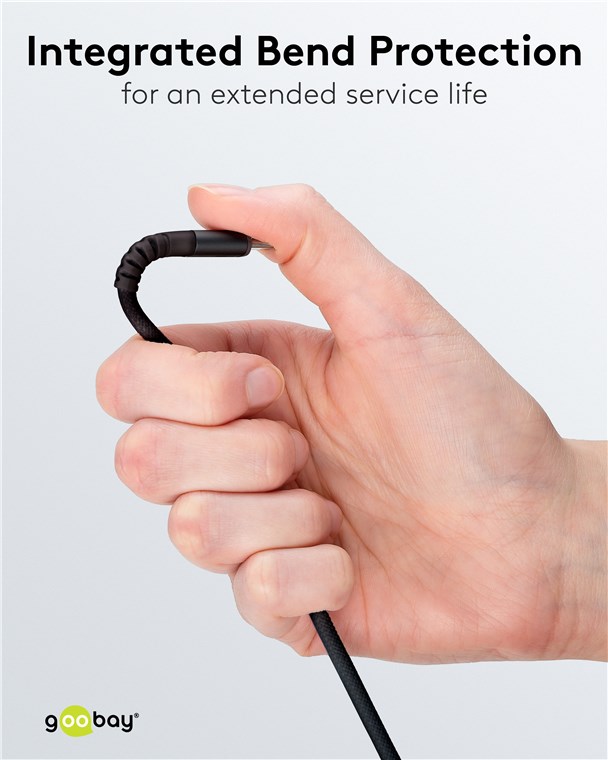 Goobay USB-C to USB-A Supersoft Textile Cable with Metal Plugs | 74526 | USB-C to USB-A - Image 5