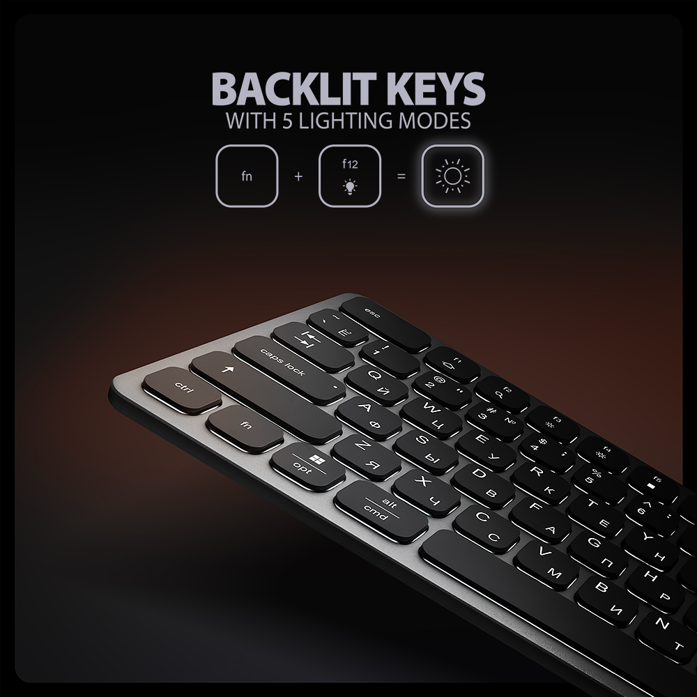 AXAGON | HMC-KB keyboard USB-C 5Gbps with HUB, microSD/SD, 3x USB-A, HDMI 4K/60Hz, PD 100W | HMC-KB-CRL - Image 3
