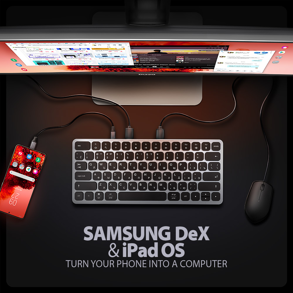 AXAGON | HMC-KB keyboard USB-C 5Gbps with HUB, microSD/SD, 3x USB-A, HDMI 4K/60Hz, PD 100W | HMC-KB-CRL - Image 10