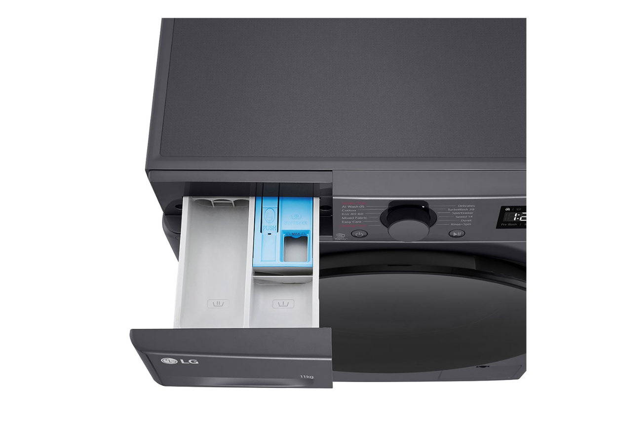 LG Washing machine | F4WR511S2M | Energy efficiency class A-10% | Front loading | Washing capacity 11 kg | 1400 RPM | Depth 57 cm | Width 60 cm | Display | LED | Steam function | Direct drive | White - Image 8