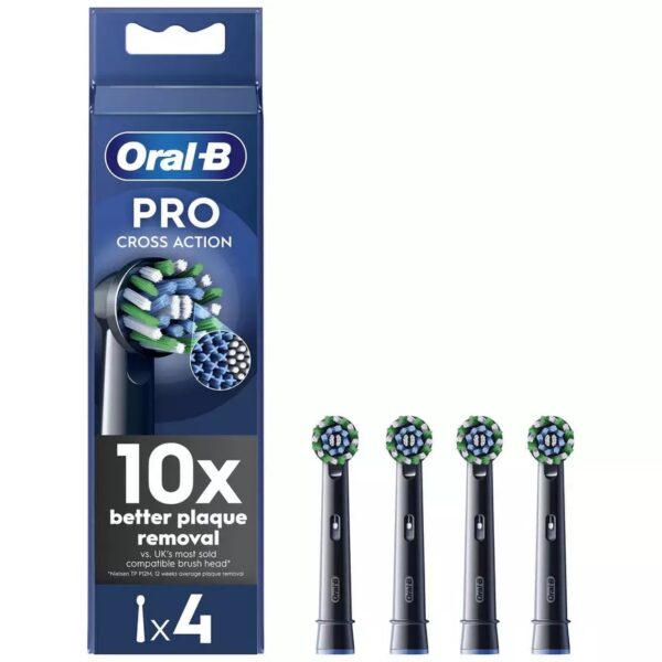 Oral-B Refill Pro Cross Action Replaceable Toothbrush Heads, 4 pcs, Black