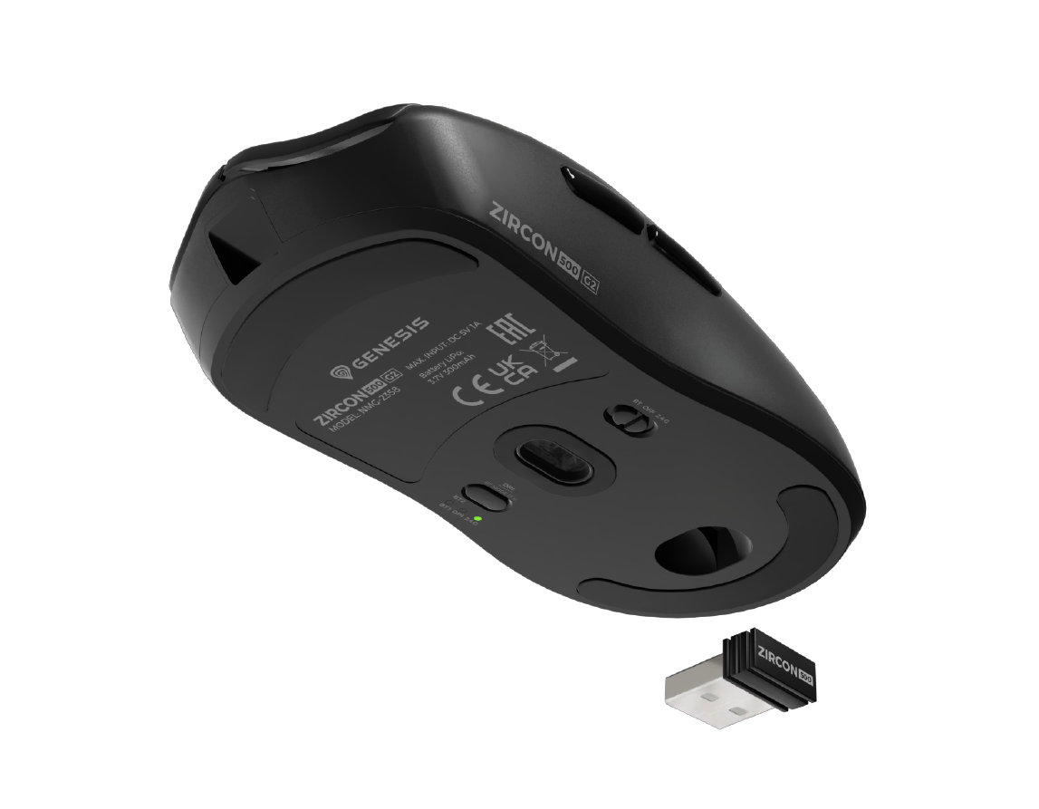Genesis ZIRCON 500 G2 | Wireless/Wired | Gaming Mouse | 2.4 GHz, Bluetooth, USB | Black - Image 3