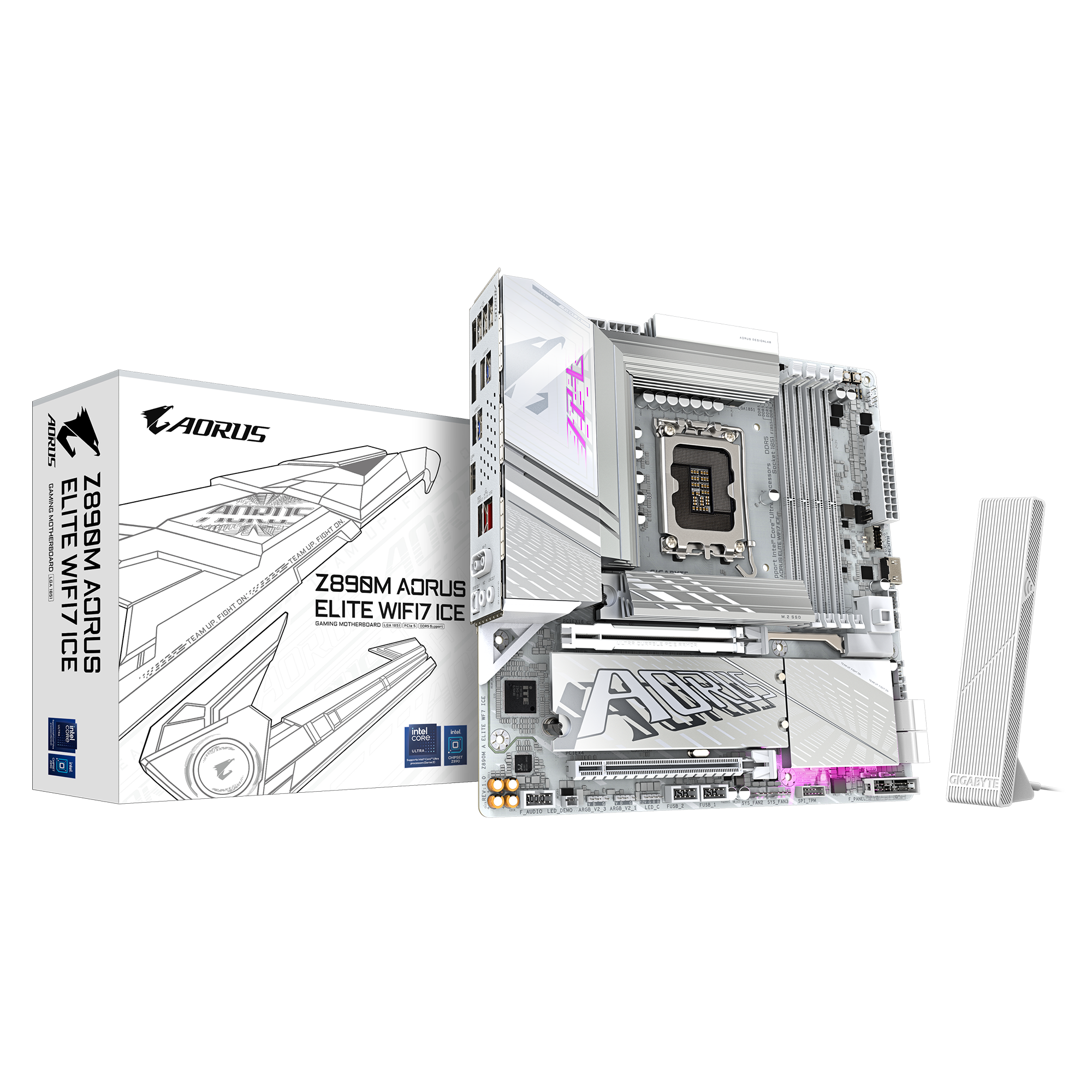 Gigabyte Z890M A ELITE WF7 ICE | Processor family Intel | Processor socket LGA1851 | DDR5 | Supported hard disk drive interfaces SATA, M.2 | Number of SATA connectors 4 - Image 2