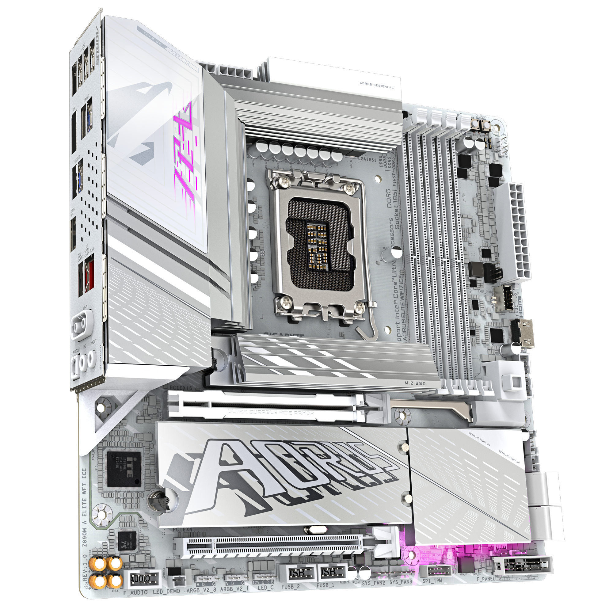 Gigabyte Z890M A ELITE WF7 ICE | Processor family Intel | Processor socket LGA1851 | DDR5 | Supported hard disk drive interfaces SATA, M.2 | Number of SATA connectors 4 - Image 3