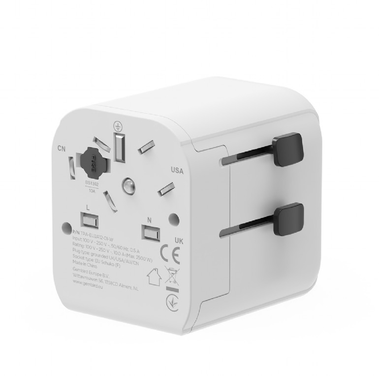 Gembird EU to Universal travel power adapter, 12W | TPA-EU2A12-01-W | 5 V - Image 3