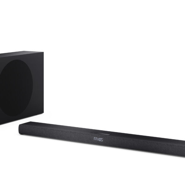 Sharp 2.1ch Ultra-slim Dolby Atmos/DTS Virtual: X Soundbar with Wireless Subwoofer | HT-SBW320 | 360 W | Bluetooth | Black | Wireless connection