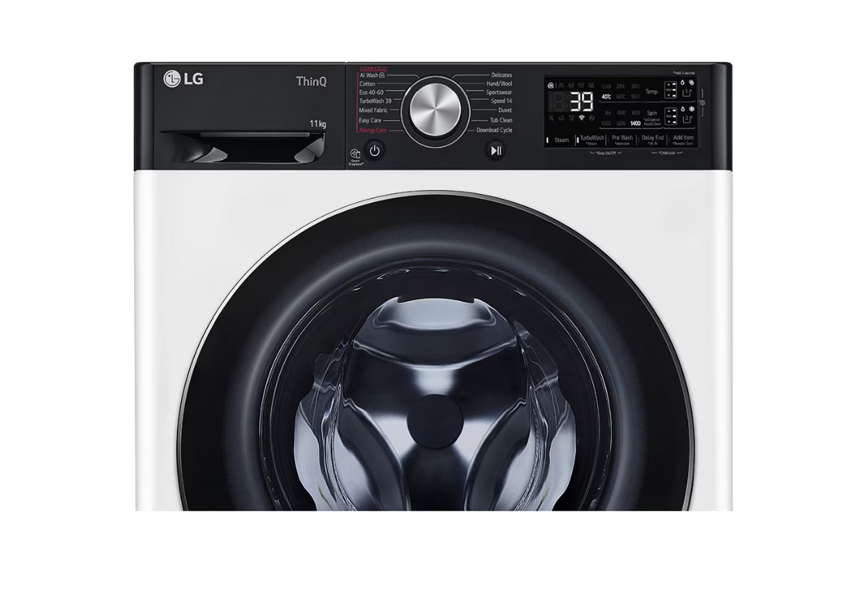 LG Washing machine | F4WR711S3HA | Energy efficiency class A | Front loading | Washing capacity 11 kg | 1400 RPM | Depth 57 cm | Width 60 cm | Display | LED | Steam function | Direct drive | Wi-Fi | White - Image 5