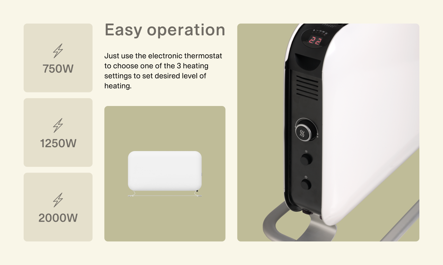 Mill | Heater | SG2000LED | Convection Heater | 2000 W | Number of power levels 3 | Suitable for rooms up to 5-20 m² | White - Image 15