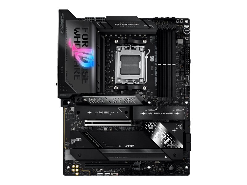 Asus ROG STRIX X870E-E GAMING WIFI | Processor family AMD | Processor socket AM5 | DDR5 | Supported hard disk drive interfaces SATA, M.2 | Number of SATA connectors 4 - Image 2