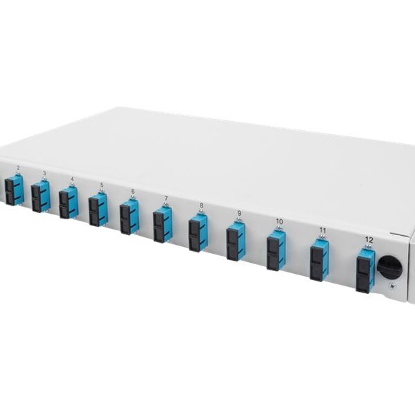 Fiber Optic Splice Box Front Panel, quick lock, 12x SC DX, 1U | DN-96200-QL | Grey