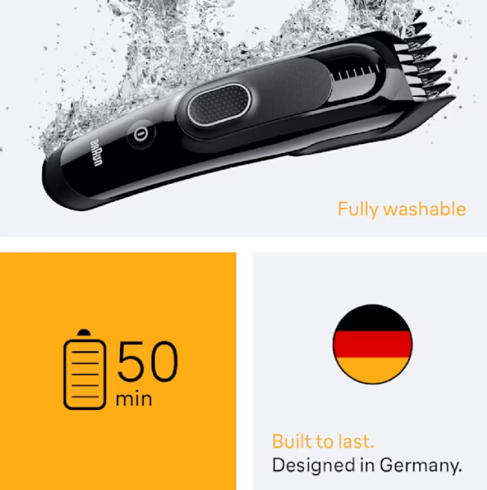Braun Hair Clipper | HC5510 Series 5 | Cordless | Number of length steps 9 | Black - Image 7