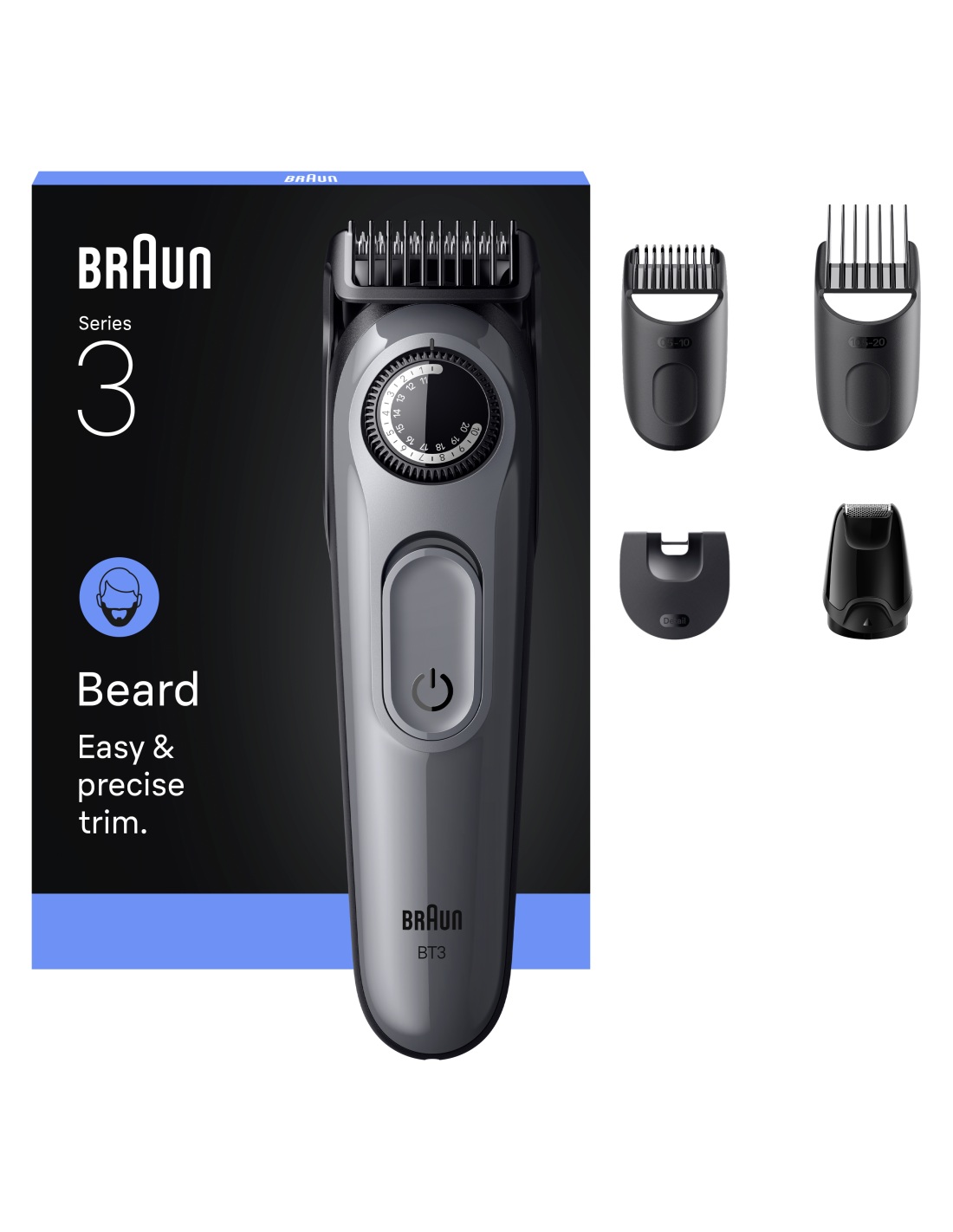 Braun Beard Trimmer | Series 3 BT3560 | Cordless | Number of length steps 40