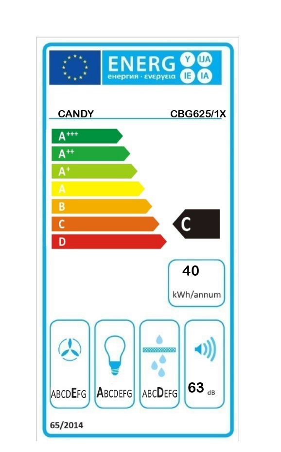 Candy | Hood | CBG625/1X | Canopy | Energy efficiency class C | Width 52 cm | 207 m³/h | Mechanical | LED | Stainless Steel - Image 5