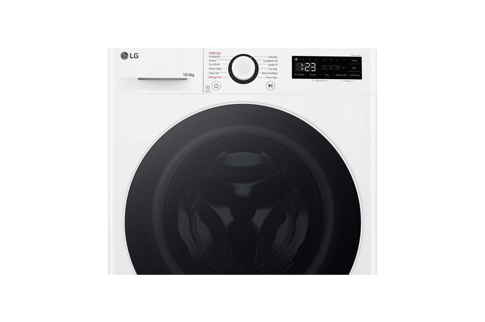 LG | Washing machine with dryer | F4DR510S0W | Energy efficiency class A/D | Front loading | Washing capacity 10 kg | 1400 RPM | Depth 57 cm | Width 60 cm | Display | LED | Drying system | Drying capacity 6 kg | Steam function | Direct drive | White - Image 7
