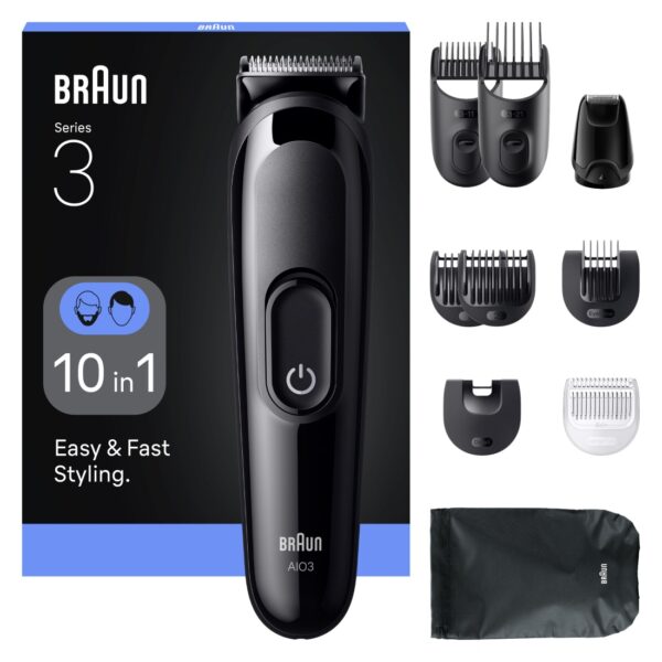 Braun 10in1 Hair Clipper Set | All-in-One Series 3 AIO3560 | Cordless | Number of length steps 14 | Black