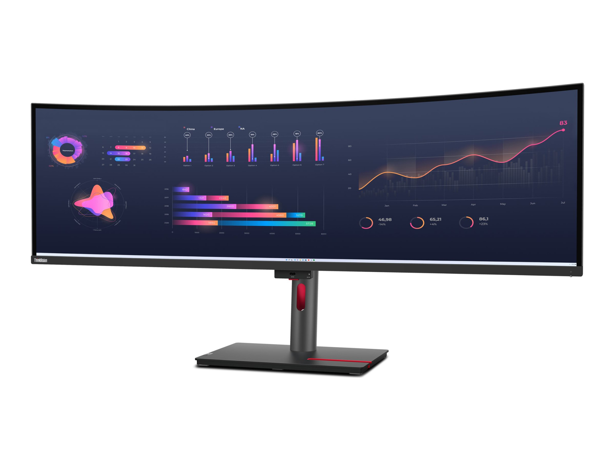 Lenovo | ThinkVision | P49w-30 | 49 " | IPS | 32:9 | 60 Hz | 4 ms | 5120 x 1440 | 350 cd/m² | HDMI ports quantity 2 | Black | Warranty 36 month(s) - Image 6