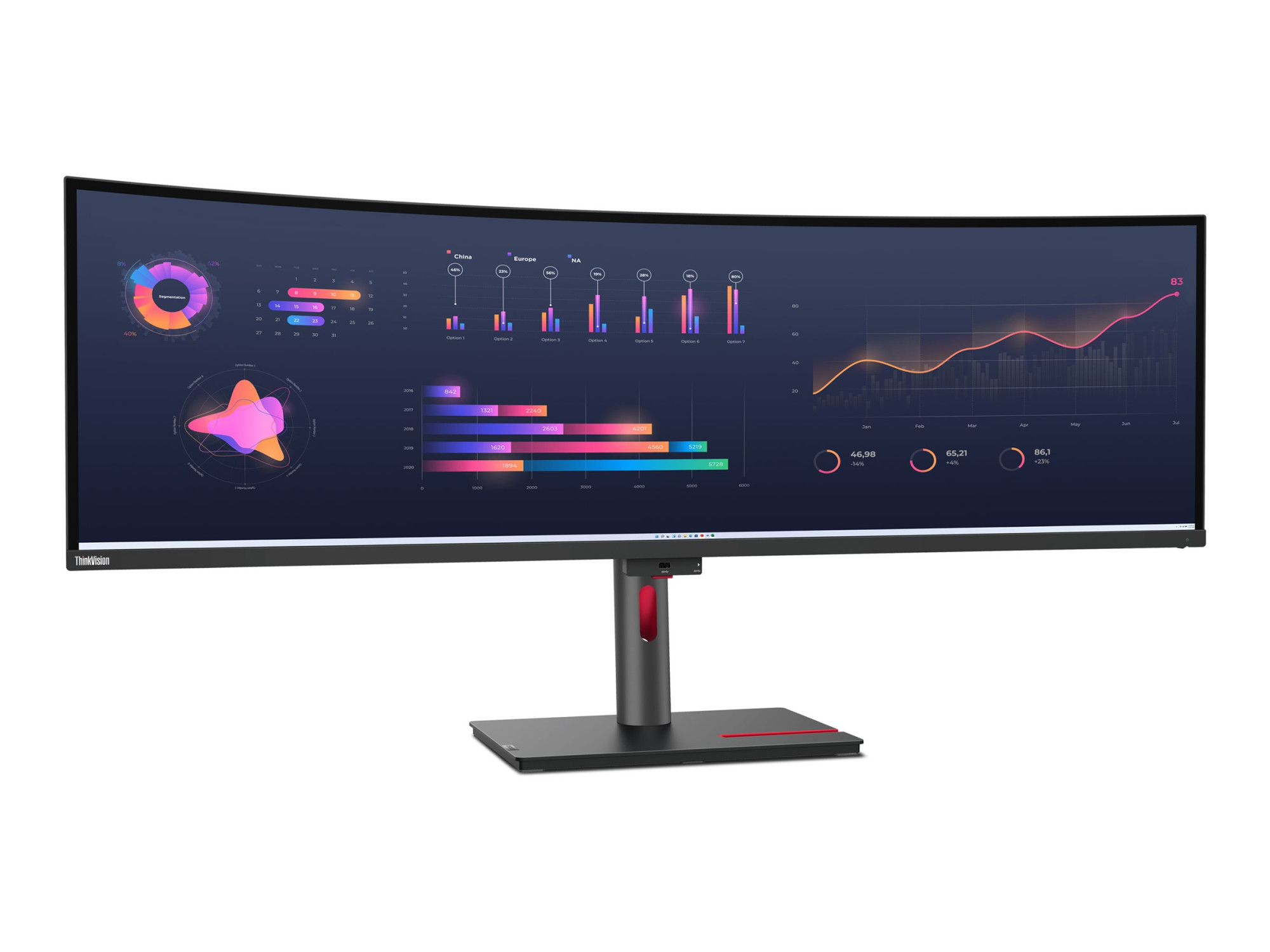 Lenovo | ThinkVision | P49w-30 | 49 " | IPS | 32:9 | 60 Hz | 4 ms | 5120 x 1440 | 350 cd/m² | HDMI ports quantity 2 | Black | Warranty 36 month(s) - Image 8
