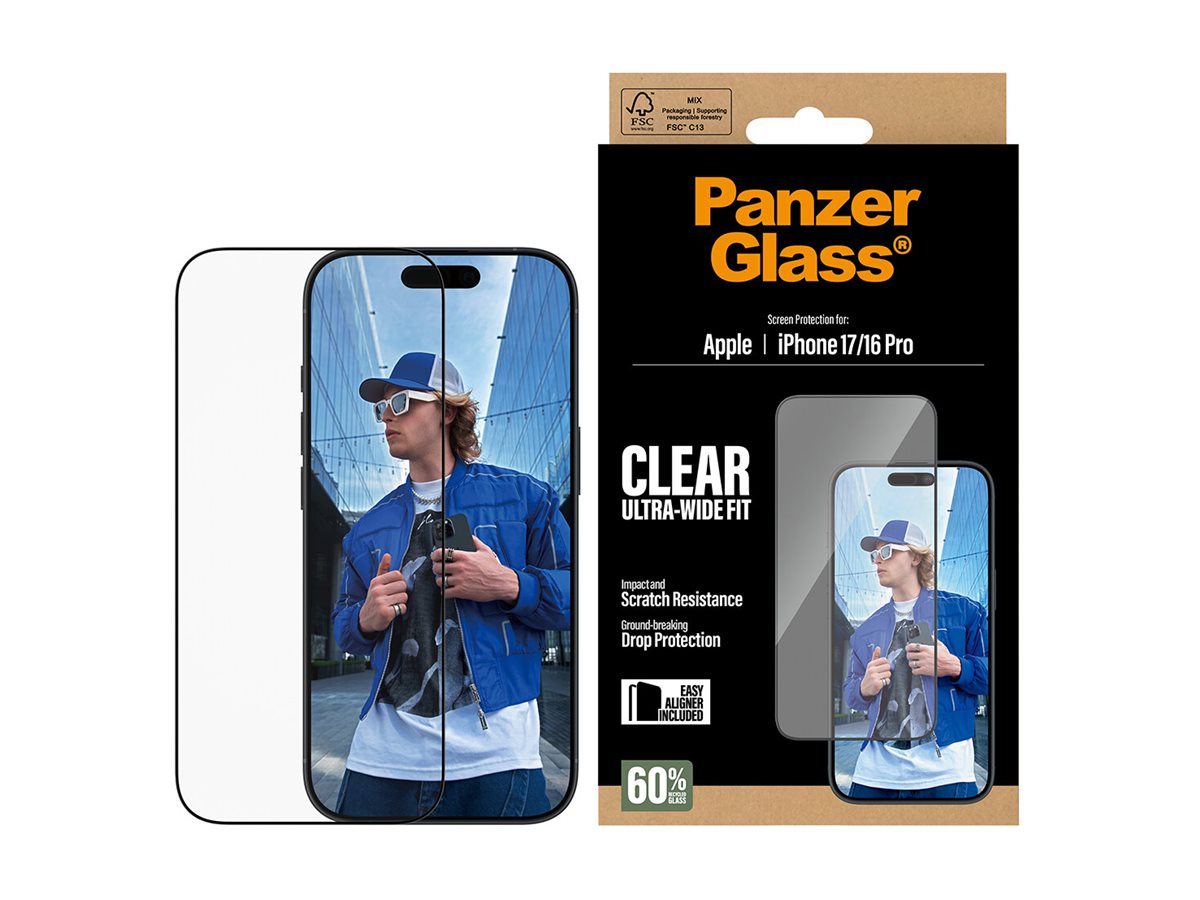 PanzerGlass Screen protector | Apple | iPhone 16 Pro/iPhone 17 | Glass | Transparent | Ultra-Wide Fit w. EasyAligner - Image 7