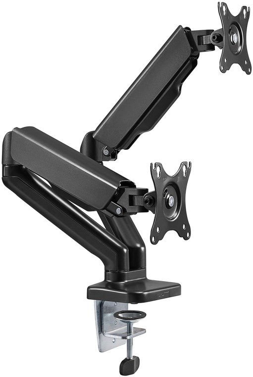 Goobay Desk Mount | Double Monitor Mount with Gas Spring | Swivel, Tilt, Rotation | 17-32 " | Maximum weight (capacity) 9 kg | Black - Image 2