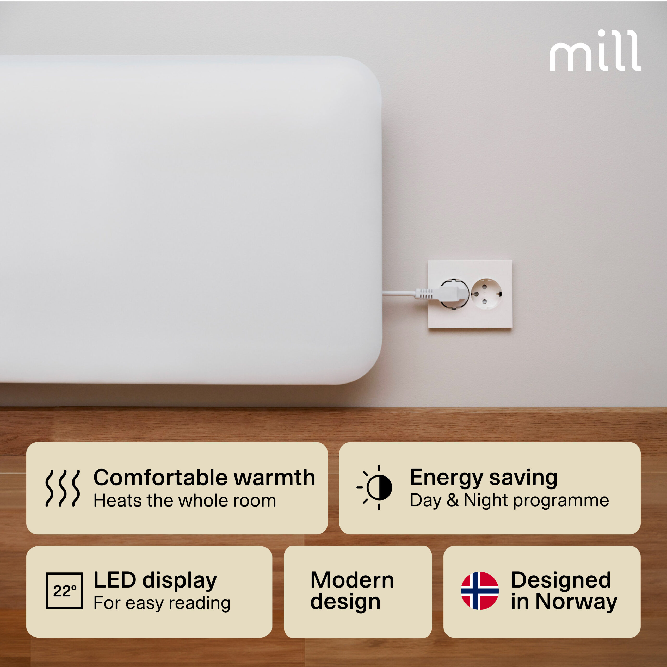 Mill | Heater | IB900DN Steel | Panel Heater | 900 W | Number of power levels 1 | Suitable for rooms up to 11-15 m² | White | N/A - Image 10