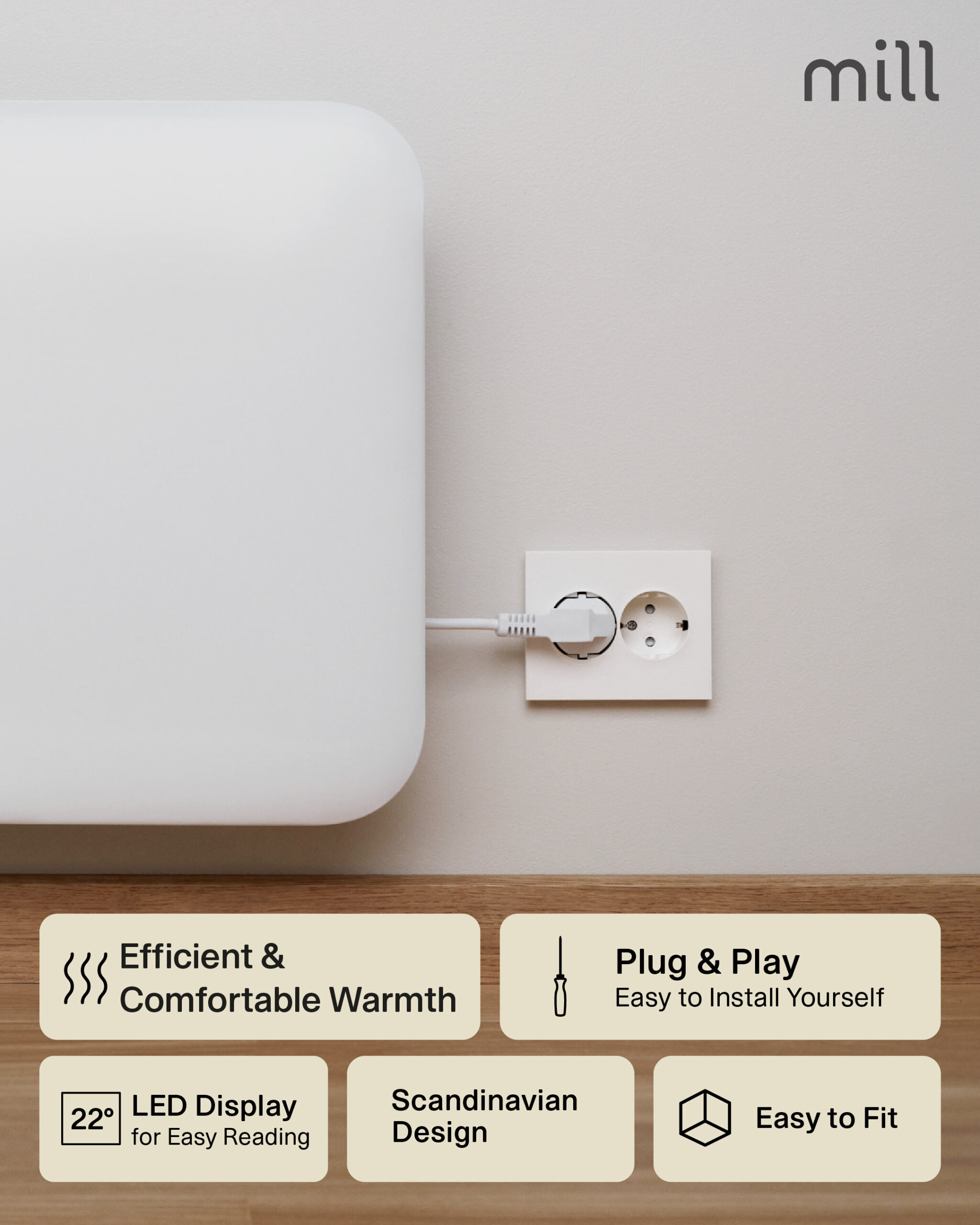 Mill | Heater | IB250 Steel | Panel Heater | 250 W | Number of power levels 1 | Suitable for rooms up to 2-5 m² | White - Image 6