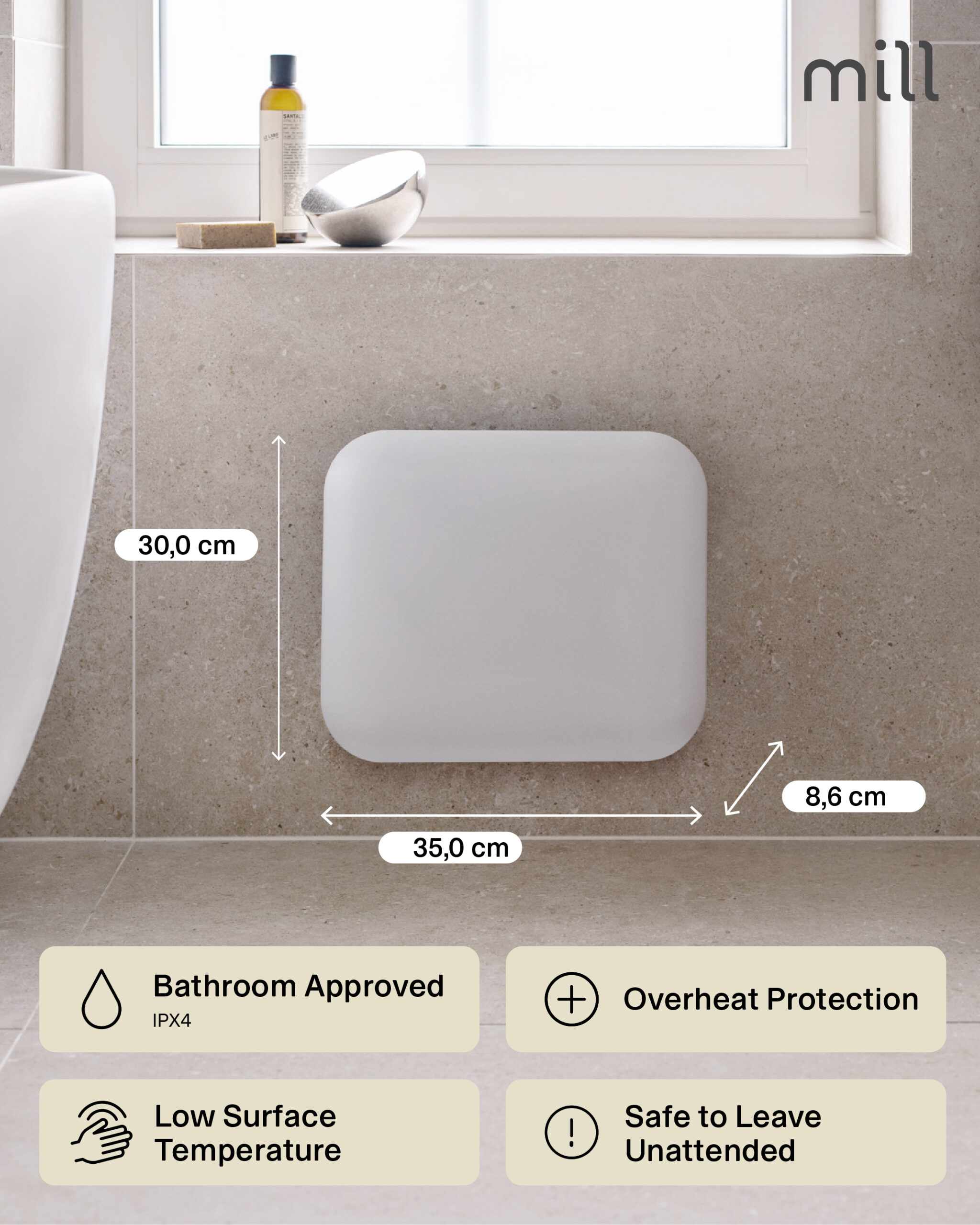 Mill | Heater | IB250 Steel | Panel Heater | 250 W | Number of power levels 1 | Suitable for rooms up to 2-5 m² | White - Image 7