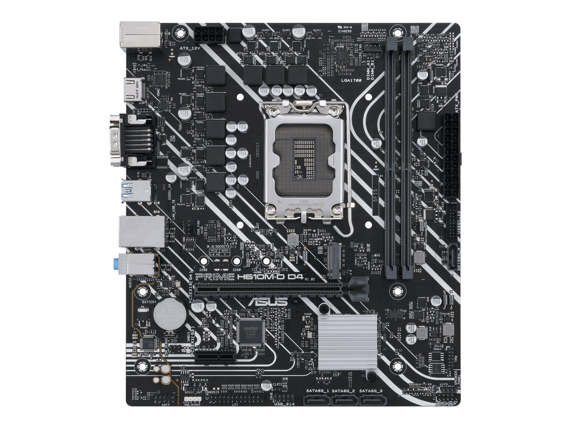 Asus | PRIME H610M-D D4 | Processor family Intel | Processor socket LGA1700 | DDR4 DIMM | Memory slots 2 | Supported hard disk drive interfaces SATA, M.2 | Number of SATA connectors 4 | Chipset Intel H610 | mATX - Image 2
