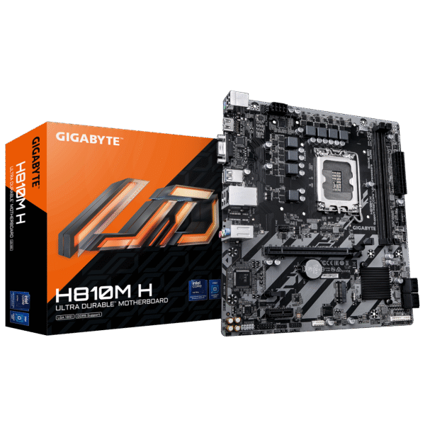 Gigabyte H810M H | Processor family Intel | Processor socket LGA1851 | DDR5 | Supported hard disk drive interfaces SATA, M.2 | Number of SATA connectors 4