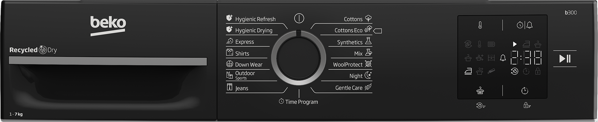 BEKO Dryer Machine | BM3T37249WBB | Energy efficiency class C | Front loading | 7 kg | Digital | Depth 54.5 cm | White - Image 7