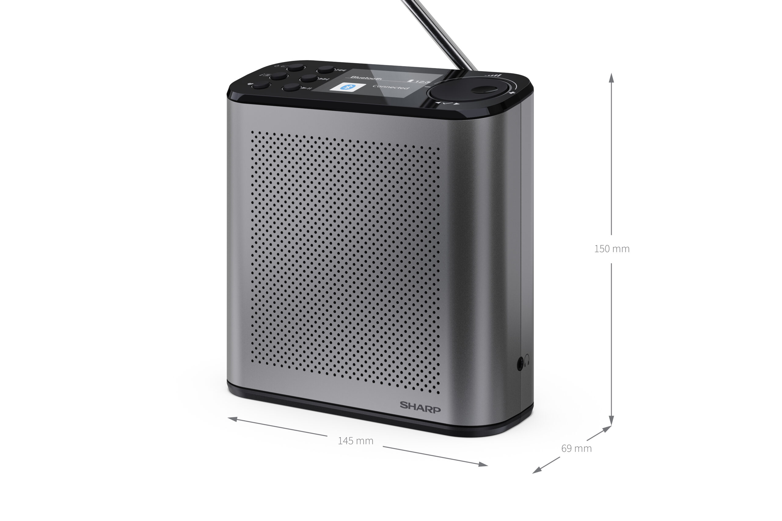 Sharp OSAKA Portable Digital Radio | DR-P530(GY) | USB port | Bluetooth | FM radio | Wireless connection - Image 9