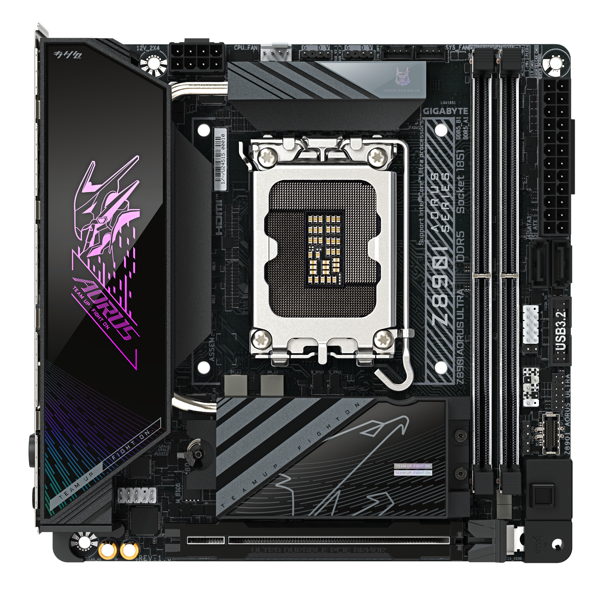 Gigabyte Z890I AORUS ULTRA | Processor family Intel | Processor socket LGA1851 | DDR5 | Supported hard disk drive interfaces M.2, SATA | Number of SATA connectors 2 - Image 2