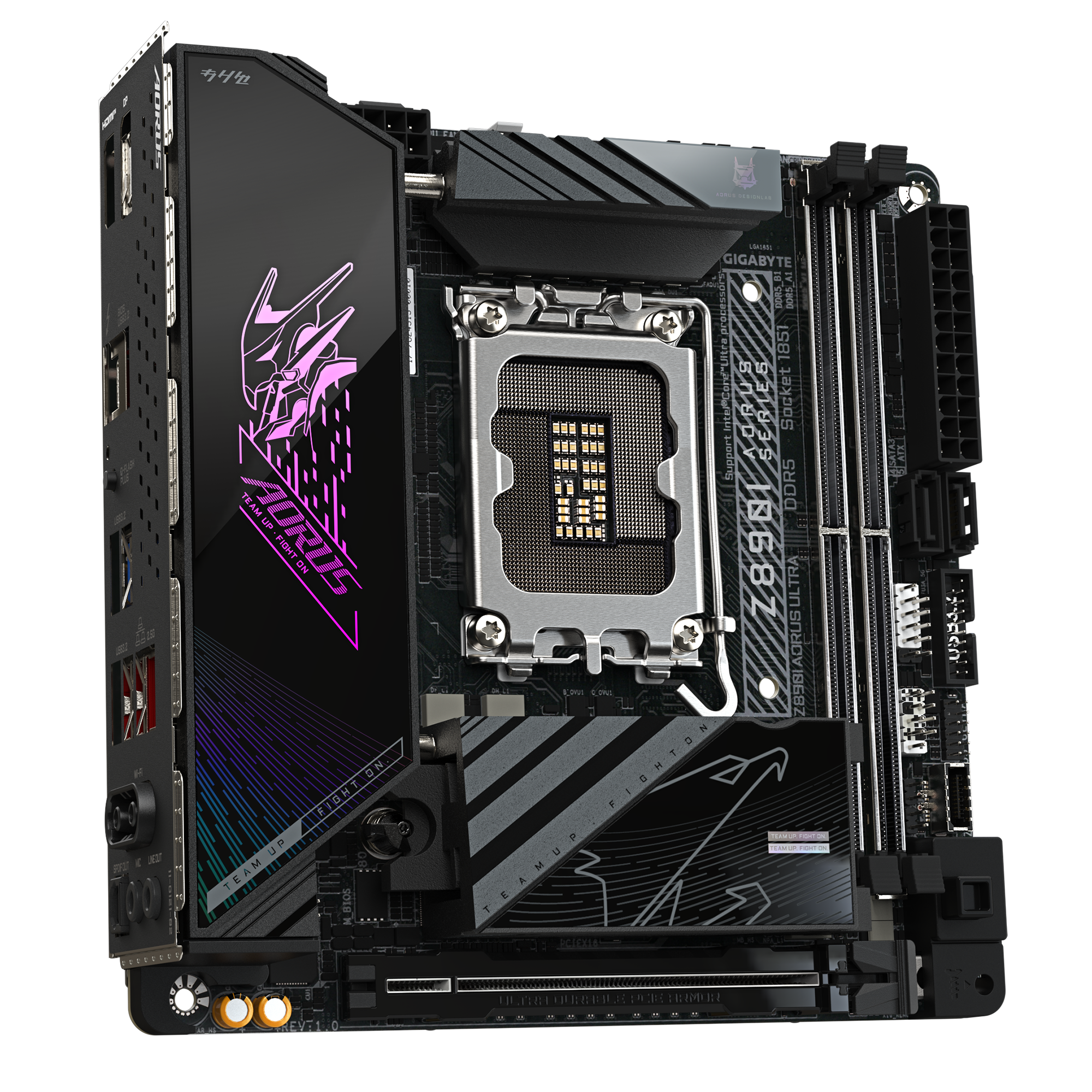 Gigabyte Z890I AORUS ULTRA | Processor family Intel | Processor socket LGA1851 | DDR5 | Supported hard disk drive interfaces M.2, SATA | Number of SATA connectors 2 - Image 3