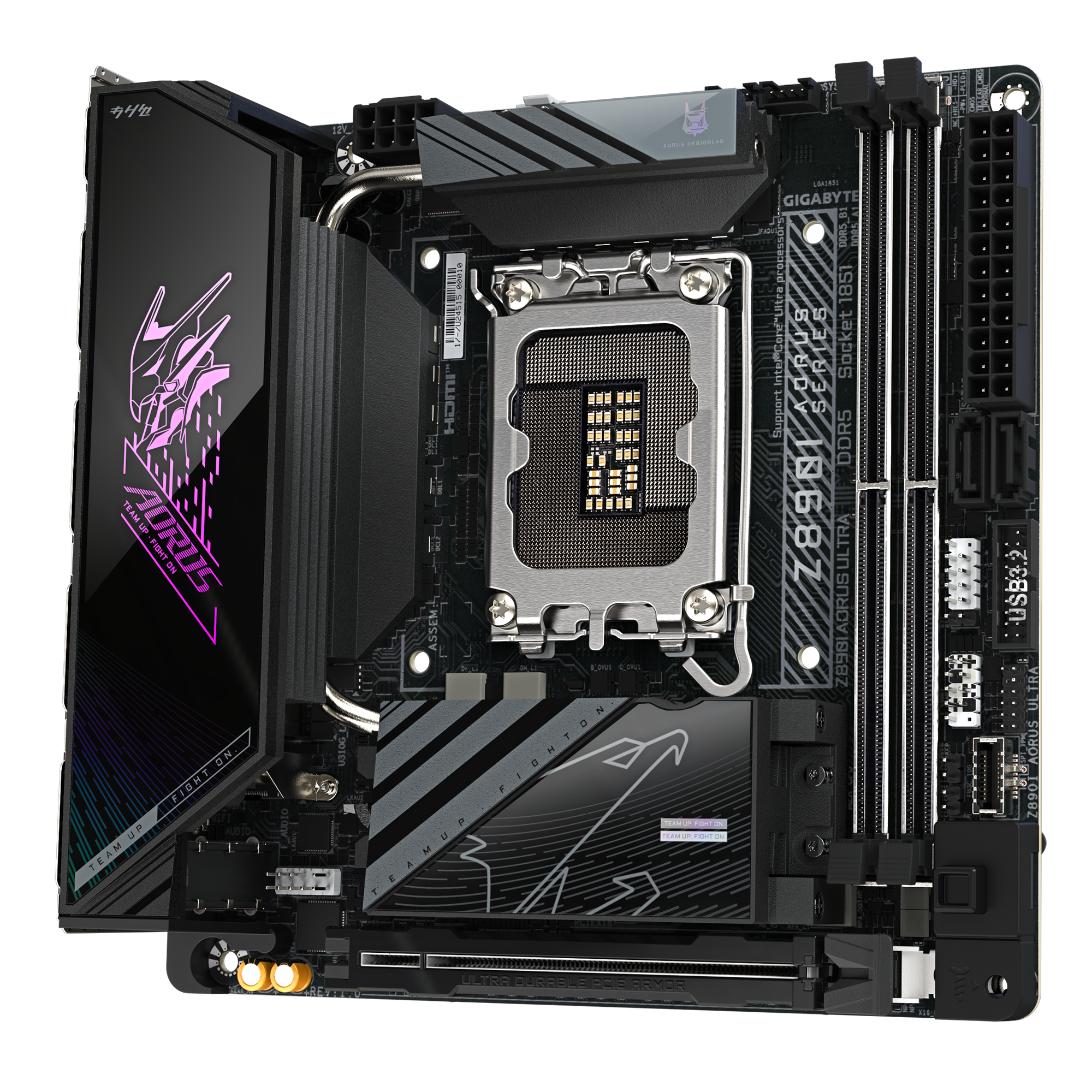 Gigabyte Z890I AORUS ULTRA | Processor family Intel | Processor socket LGA1851 | DDR5 | Supported hard disk drive interfaces M.2, SATA | Number of SATA connectors 2 - Image 4