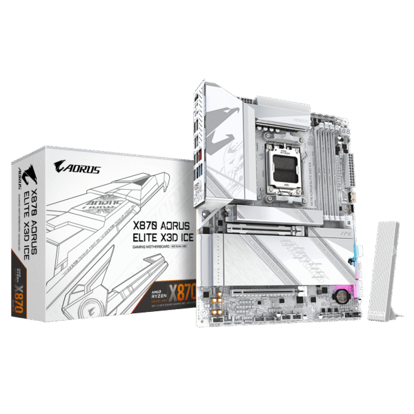 Gigabyte X870 AORUS ELITE X3D ICE | Processor family AMD | Processor socket AM5 | DDR5 | Supported hard disk drive interfaces SATA, M.2 | Number of SATA connectors 4