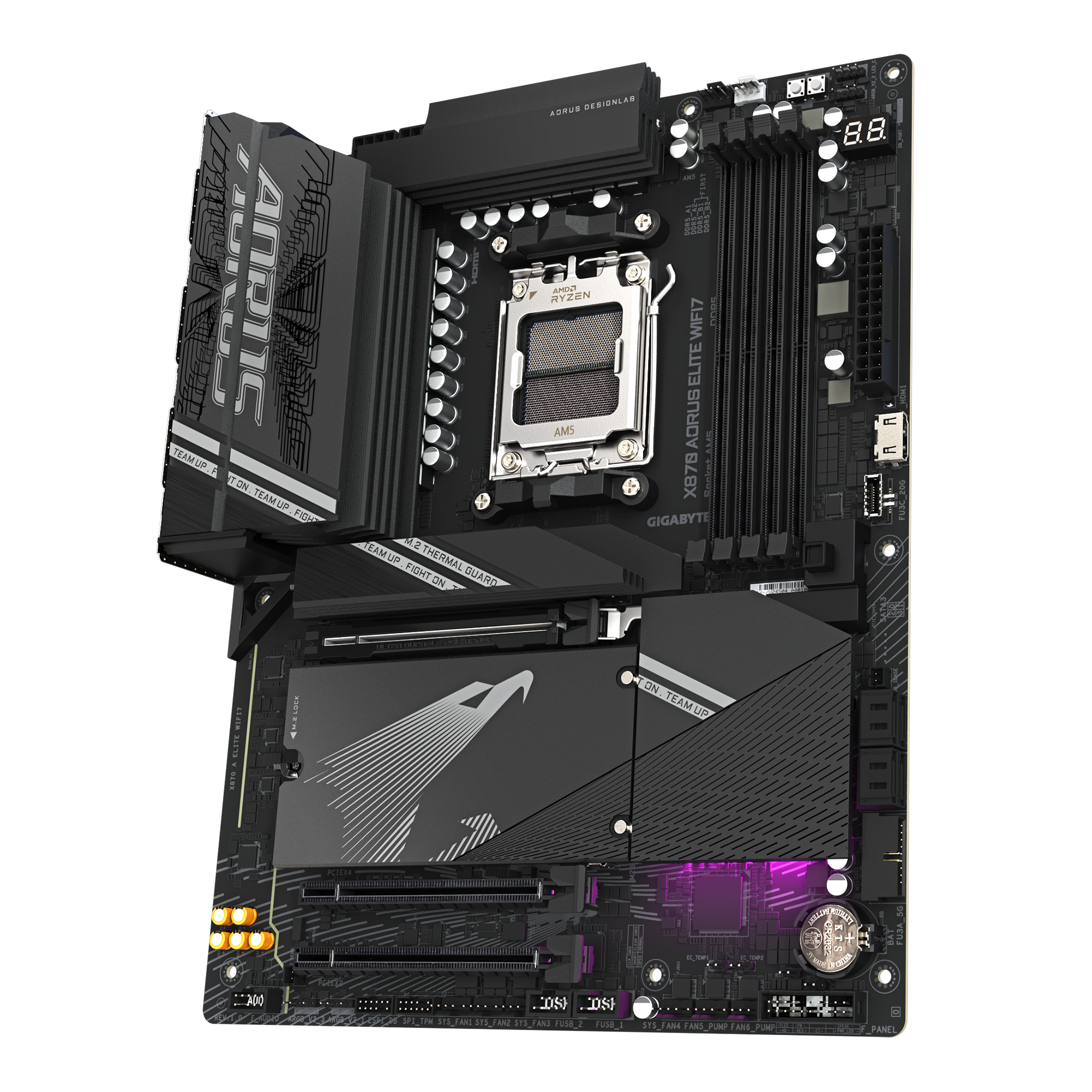 Gigabyte X870 AORUS ELITE WIFI7 | Processor family AMD | Processor socket AM5 | DDR5 | Supported hard disk drive interfaces SATA, M.2 | Number of SATA connectors 4 - Image 4