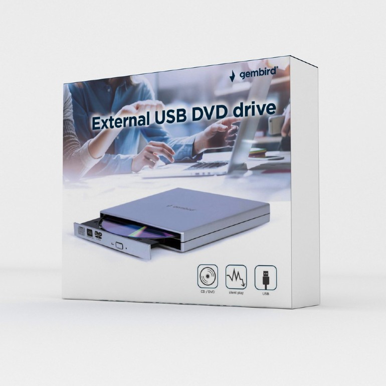Gembird External USB DVD drive | DVD-USB-021-SV | Interface USB 2.0 | CD/DVD | CD read speed 24 x | CD write speed 24 x | Silver - Image 4