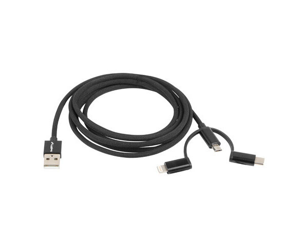 Lanberg | USB-A to Micro USB, Lightning, USB-C | CA-3IN1-11CC-0010-BK | USB-A to Micro USB, Lightning, USB-C