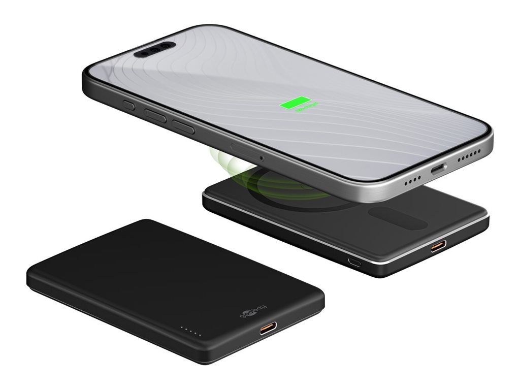 Goobay Magnetic Wireless Power Bank | 70182 | 5000 mAh | USB-C | Black - Image 3