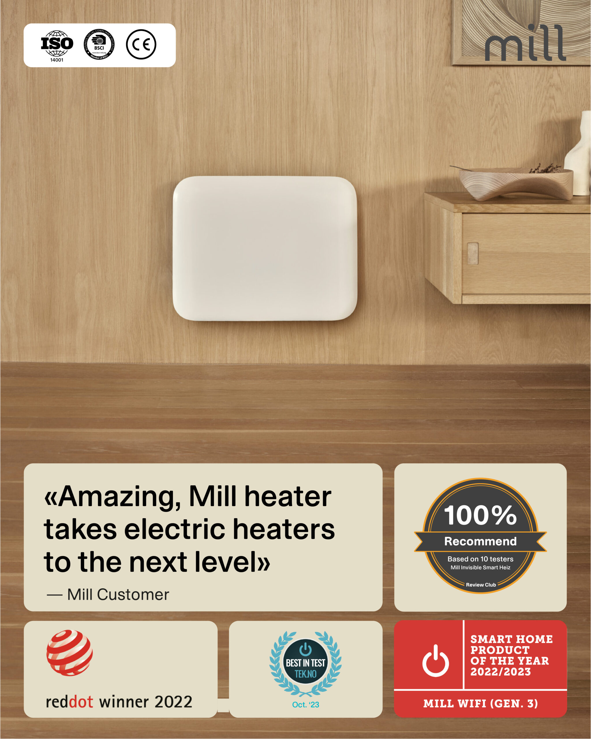 Mill Invisible Smart WiFi Heater | PA400WIFI4 | Panel Heater | 400 W | Suitable for rooms up to 4-6 m² | White | IPX4 - Image 11