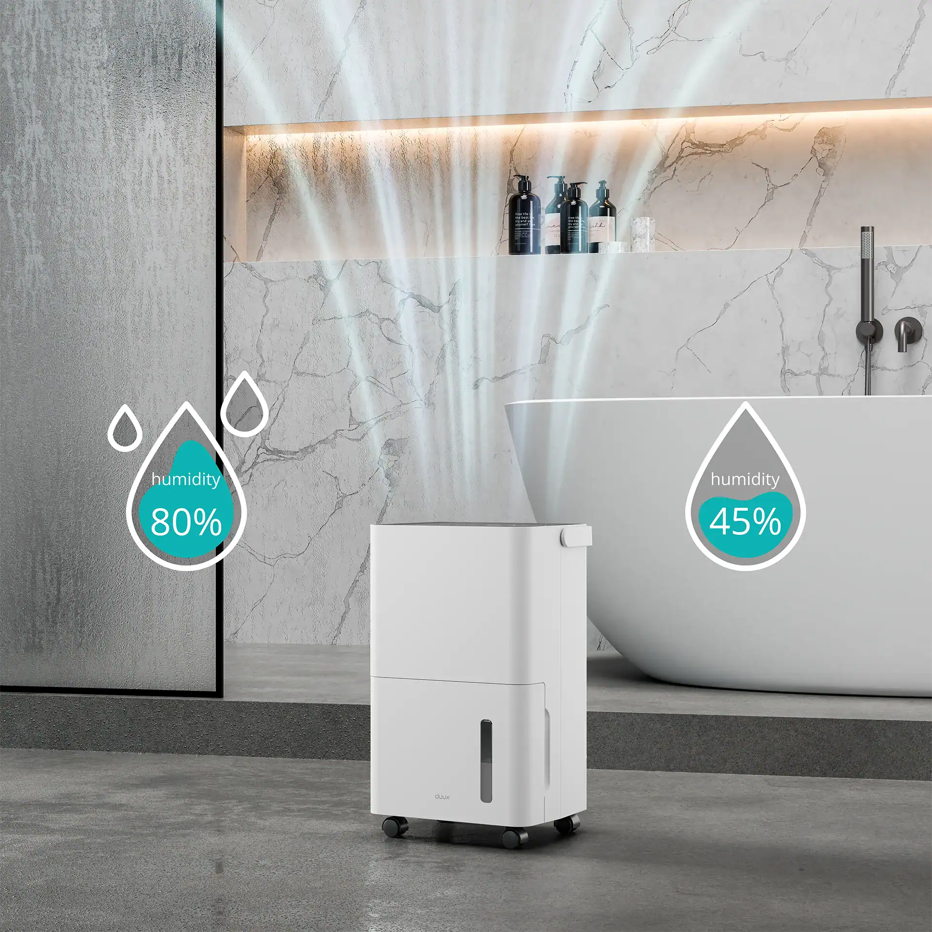 Duux Smart Dehumidifier | Bora | Suitable for rooms up to 30 m² | Water tank capacity 1.7 L | White - Image 16